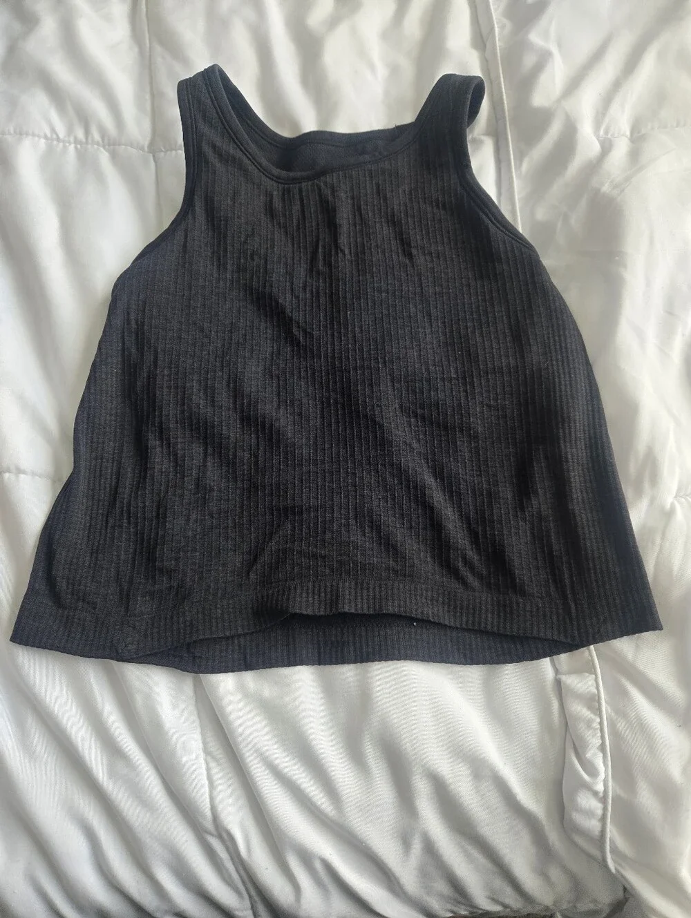 Lululemon Ebb To Street Cropped Black Ribbed Tank Top Sz 10